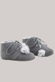 Suede Soft Booties - Grey - Strawberries & Cream 