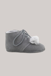 Suede Soft Booties - Grey - Strawberries & Cream 
