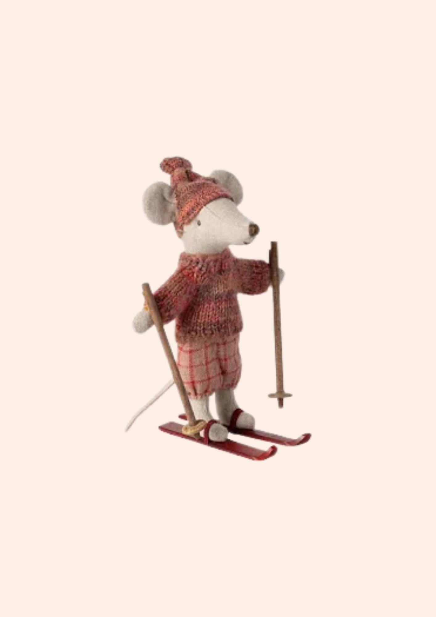 Maileg - Winter Mouse With Ski Set - Big Sister - Rose