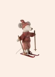 Maileg - Winter Mouse With Ski Set - Big Sister - Rose