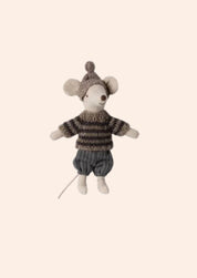 Maileg - Winter Mouse With Ski Set - Big Brother - Grey