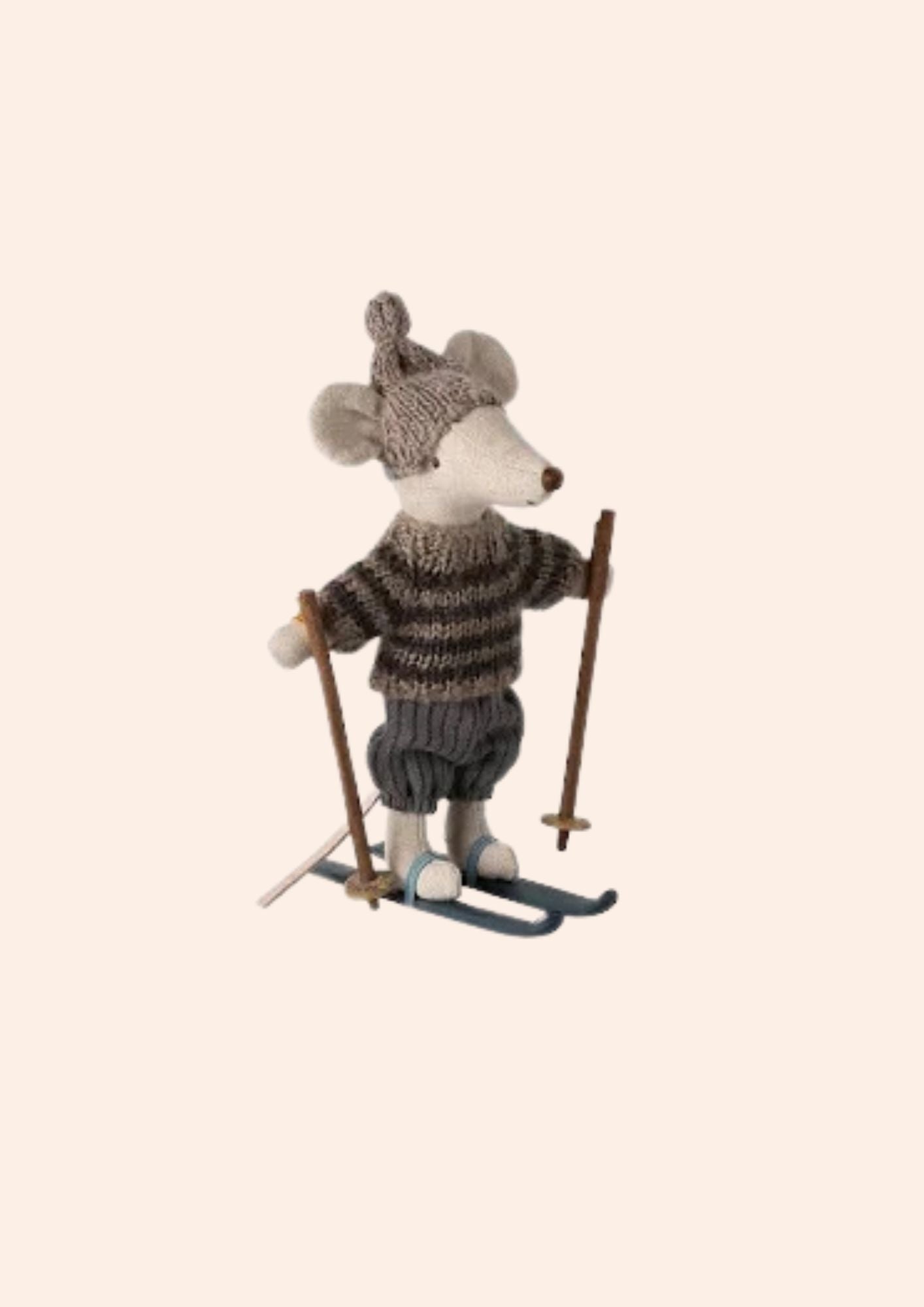 Maileg - Winter Mouse With Ski Set - Big Brother - Grey