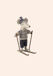 Maileg - Winter Mouse With Ski Set - Dad - Blue