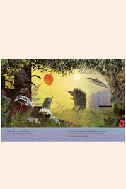 The Birthday - A Big Hedgehog and Little Hedgehog Adventure - Strawberries & Cream - Ingrid Lewis DesignerIllustrated book cover with animals and a sunset scene