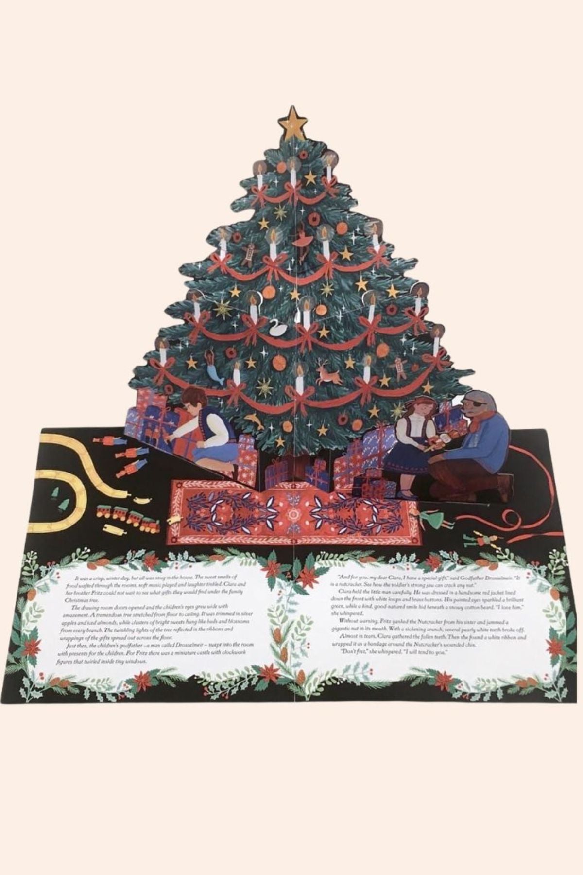 The Nutcracker: An Enchanting Pop up Classic - Strawberries & Cream - Ingrid Lewis - Designer 
Pop-up Christmas tree card with people.