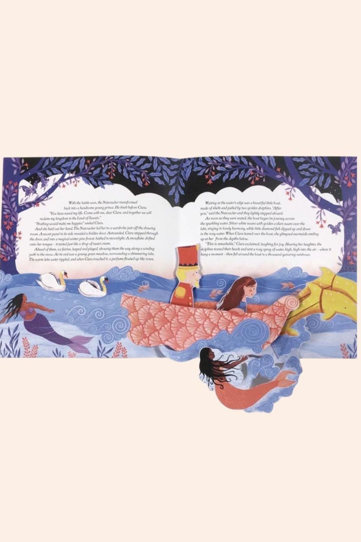 The Nutcracker: An Enchanting Pop up Classic - Strawberries & Cream - Ingrid Lewis - Designer  
Illustrated book page with mermaids and a ship.