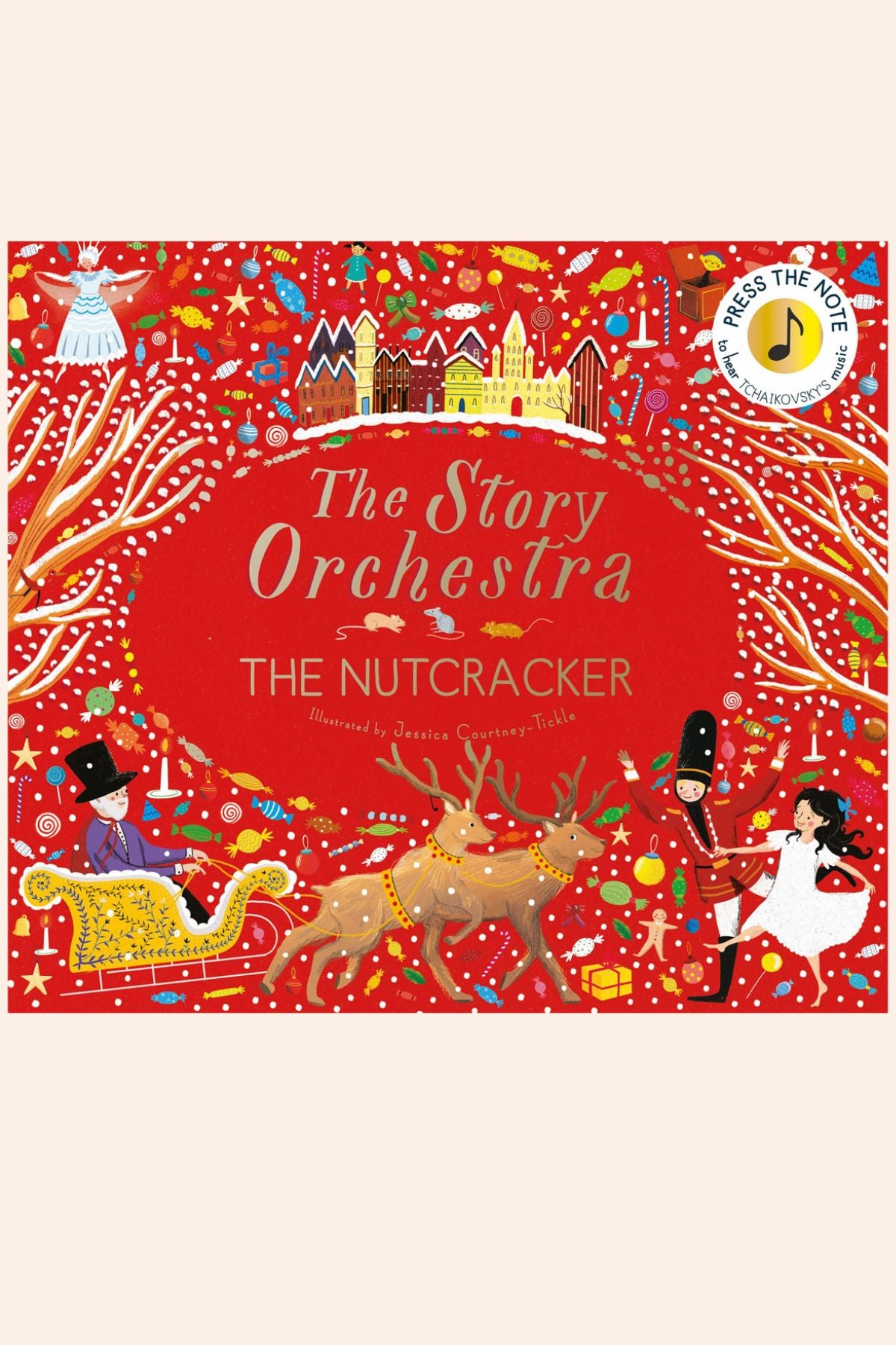 The Story Orchestra: The Nutcracker - Strawberries & Cream - Ingrid Lewis - Designer
Book cover of 'The Story Orchestra The Nutcracker' with festive design and musical note logo.