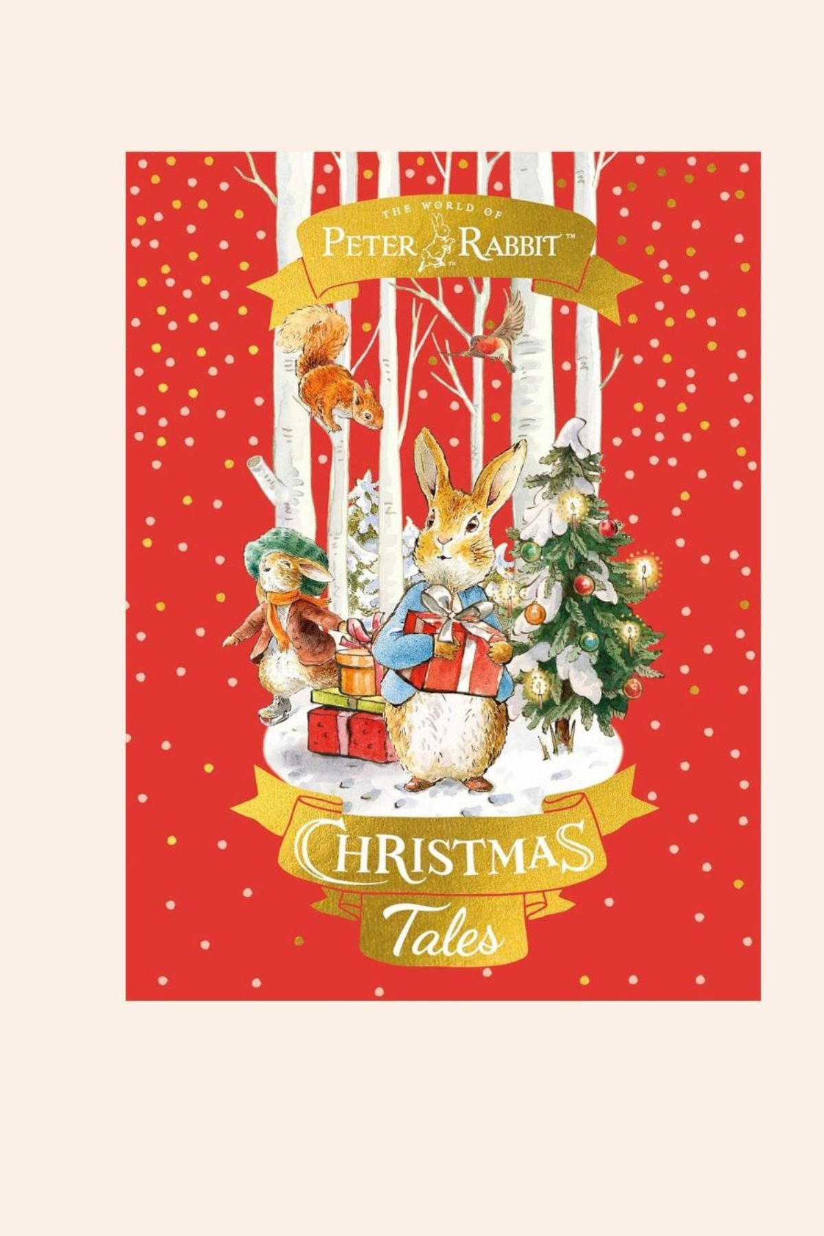 The World Of Peter Rabbit: Christmas Tales - Strawberries & Cream - Ingrid Lewis - Designer 
Book cover of 'Peter Rabbit Christmas Tales' with a rabbit character and Christmas elements on a red background.