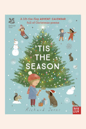 Tis The Season: Advent Calendar Poem - Strawberries & Cream - Ingrid Lewis - Designer 
Book cover of 'Tis the Season with a Christmas tree and children around it.
