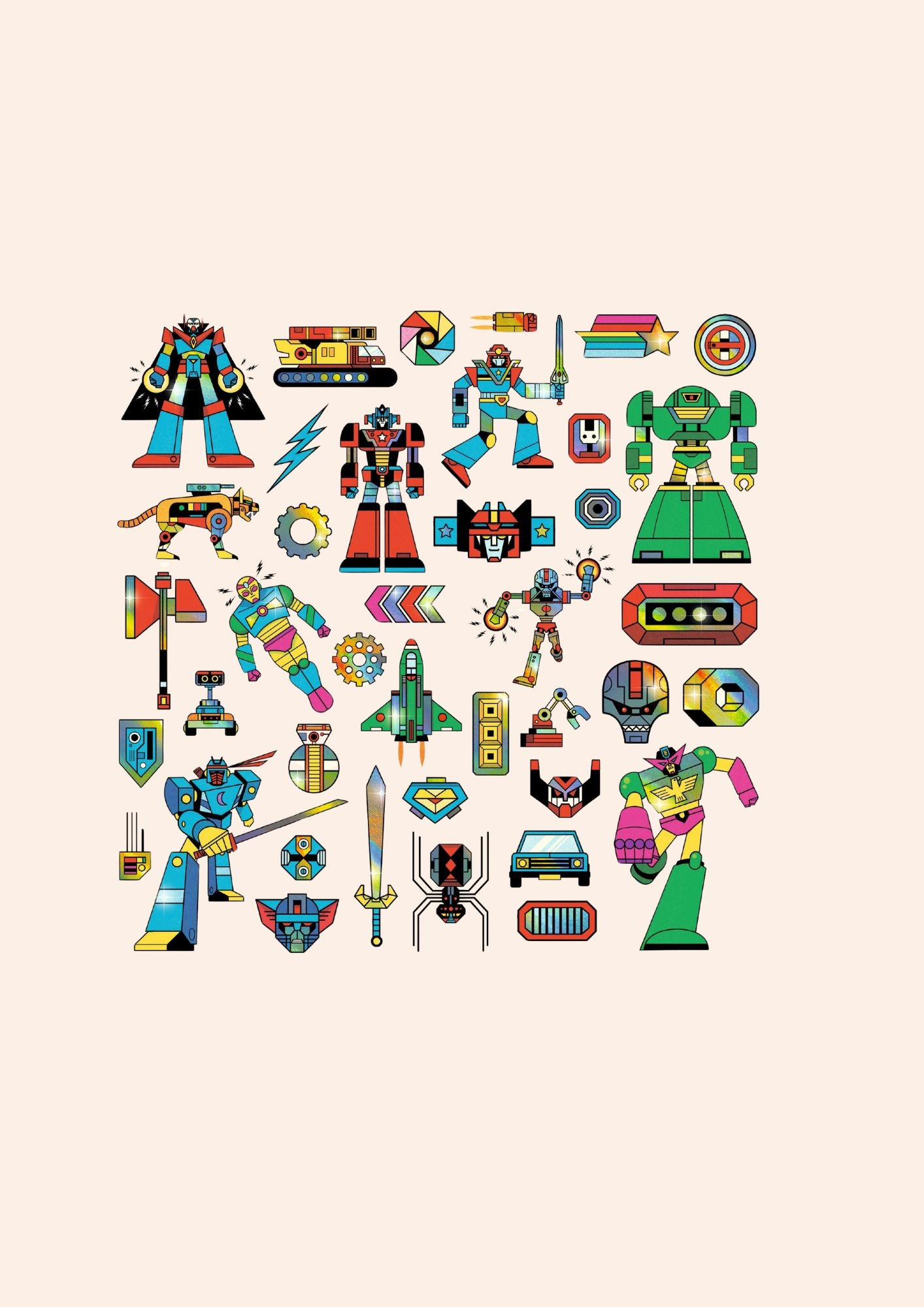 Djeco - Robots - Metallic Stickers