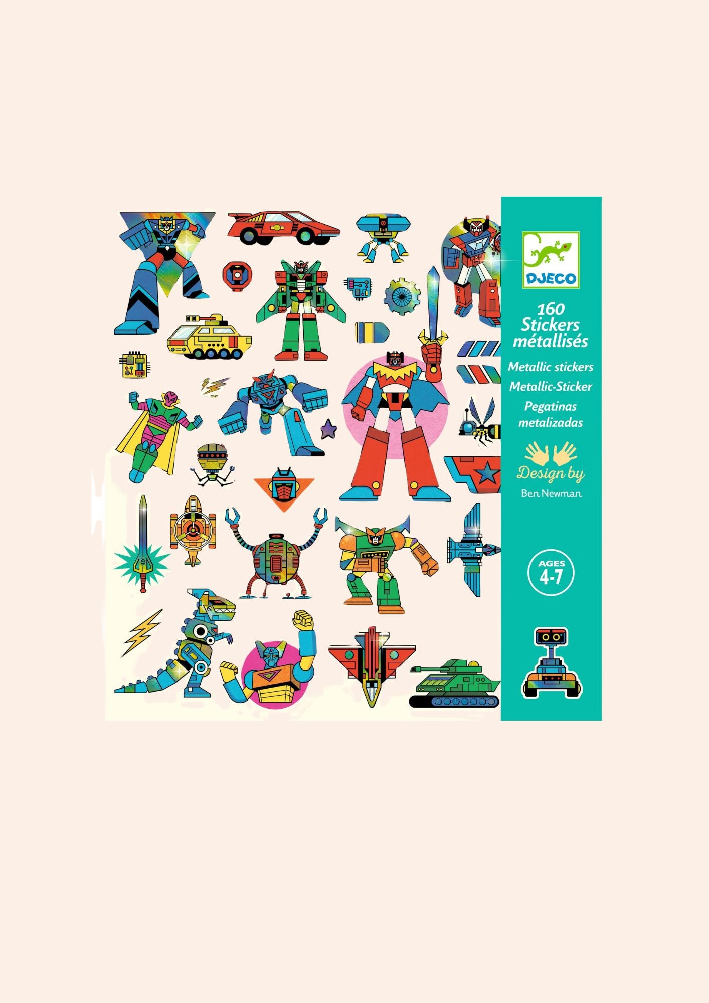 Djeco - Robots - Metallic Stickers