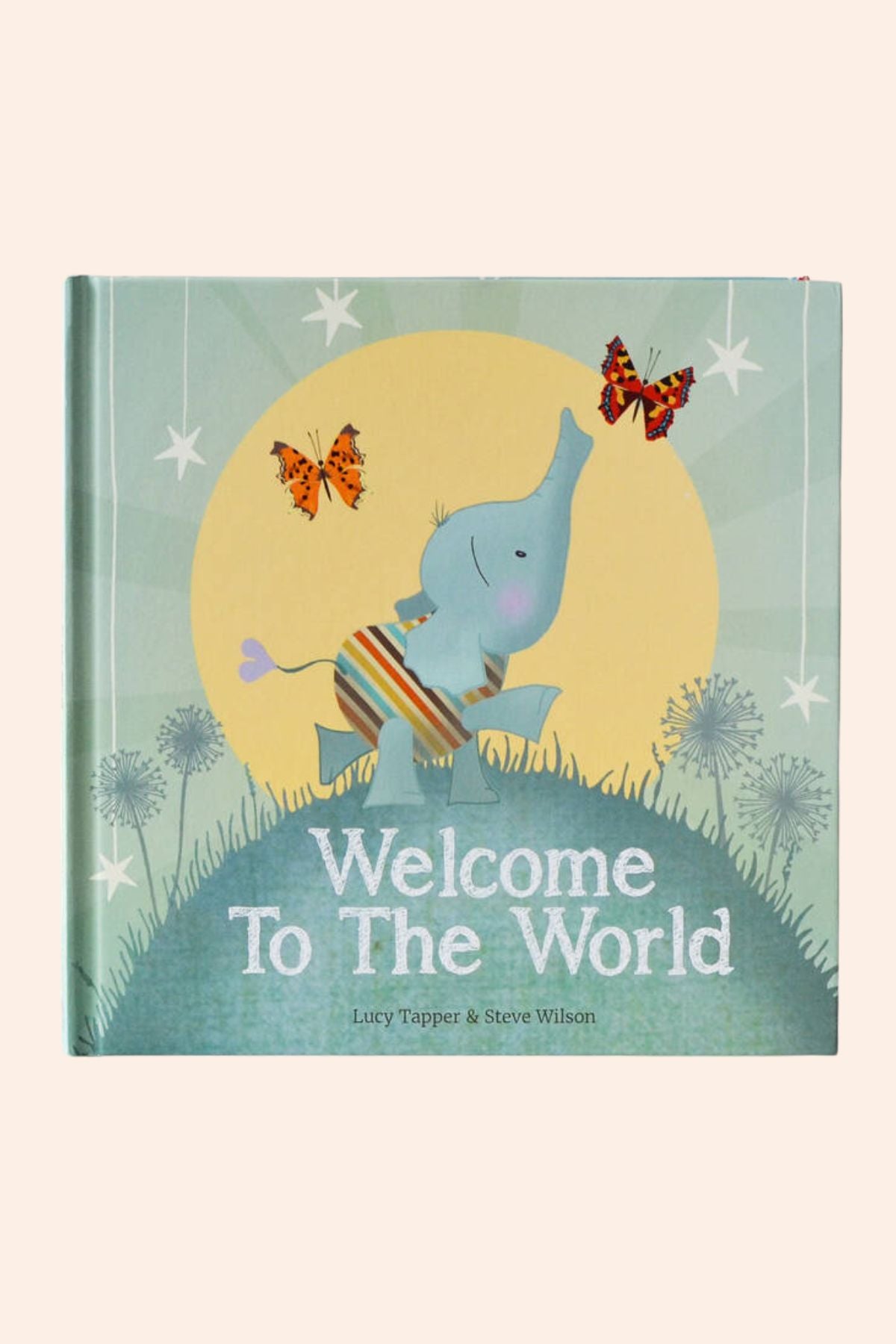 Welcome To The World - Strawberries & Cream - Ingrid lewis - Designer
Book titled 'Welcome To The World' with an illustration of a baby elephant and butterflies.