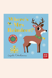 Where’s Mrs Reindeer? (Felt Flaps) - Strawberries & Cream - Ingrid Lewis - Designer 
Book cover of 'Where's Mrs Reindeer?' with a reindeer illustration.