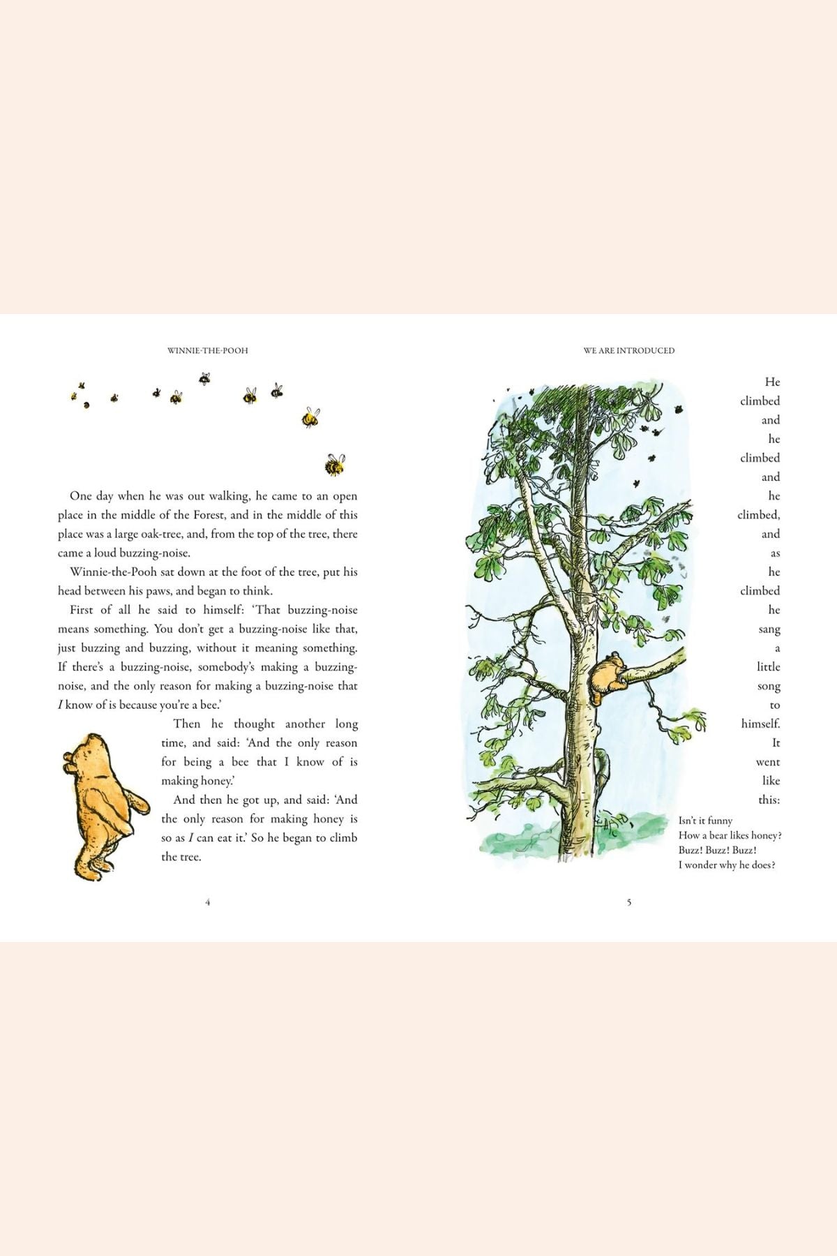 Winnie - the - Pooh - Classics 100th Anniversary - Strawberries & Cream - Ingrid Lewis - Designer
Illustrated book page with a tree, bees