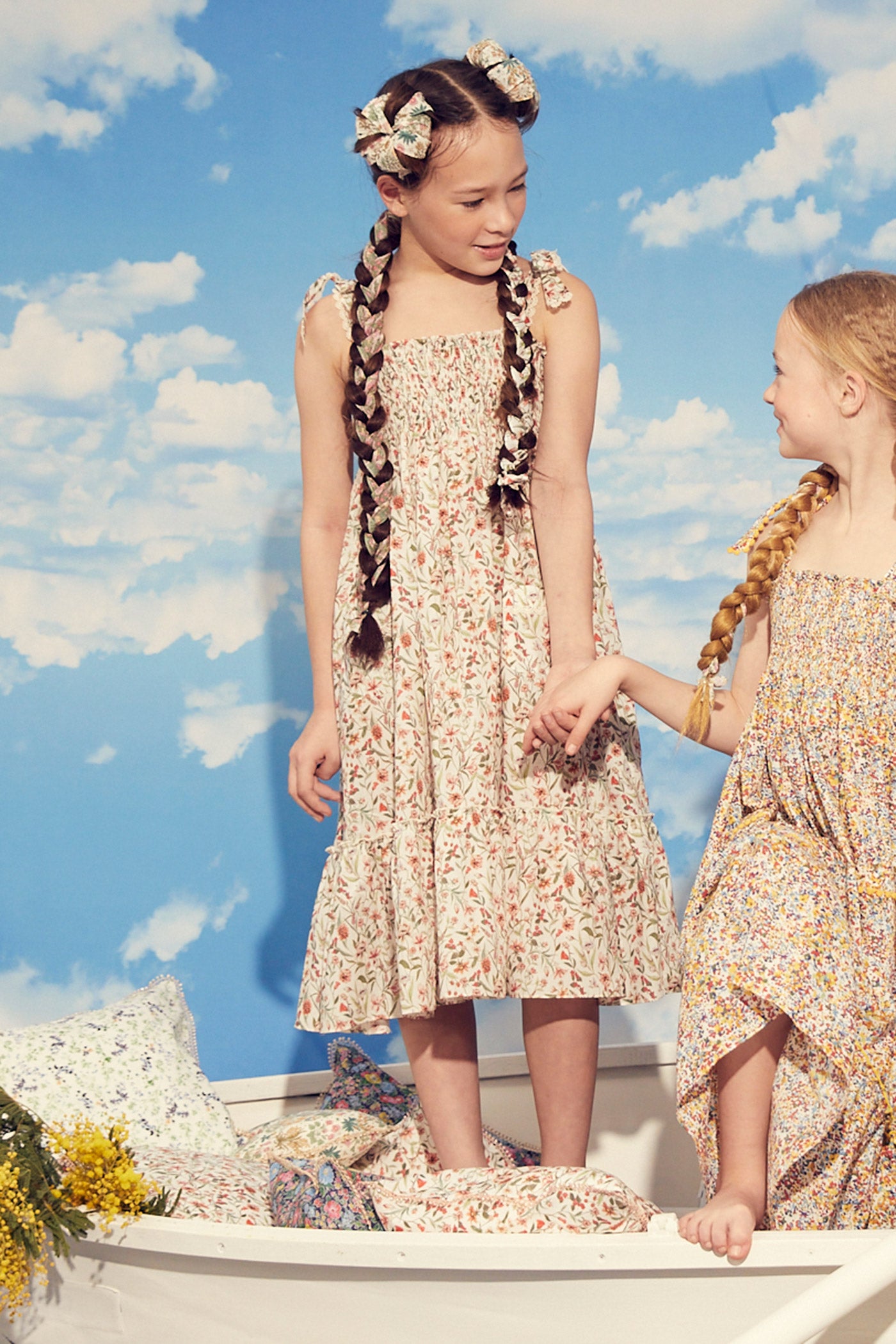 Bee Dress In Red Flowers Liberty Print