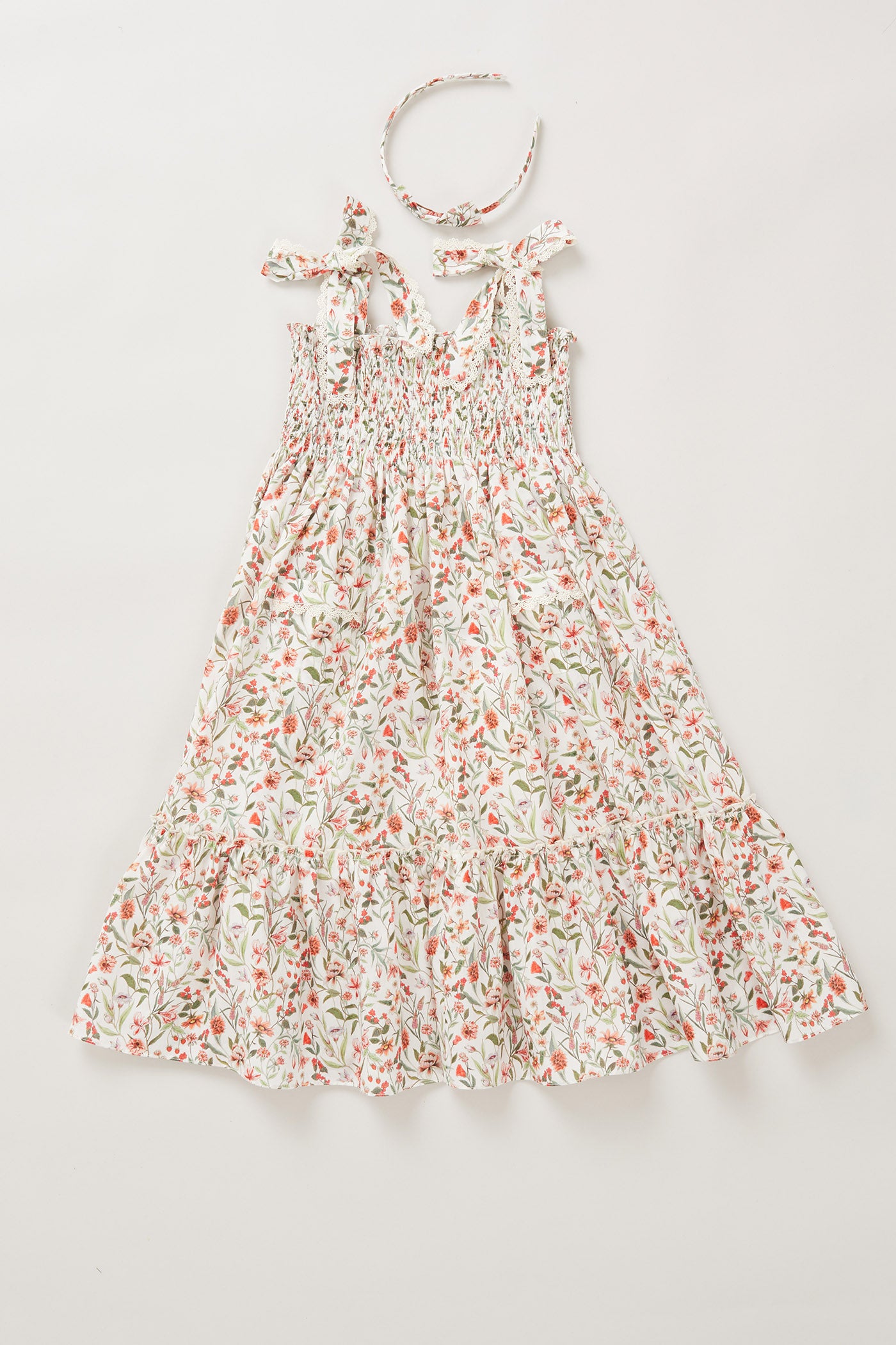 Bee Dress In Red Flowers Liberty Print