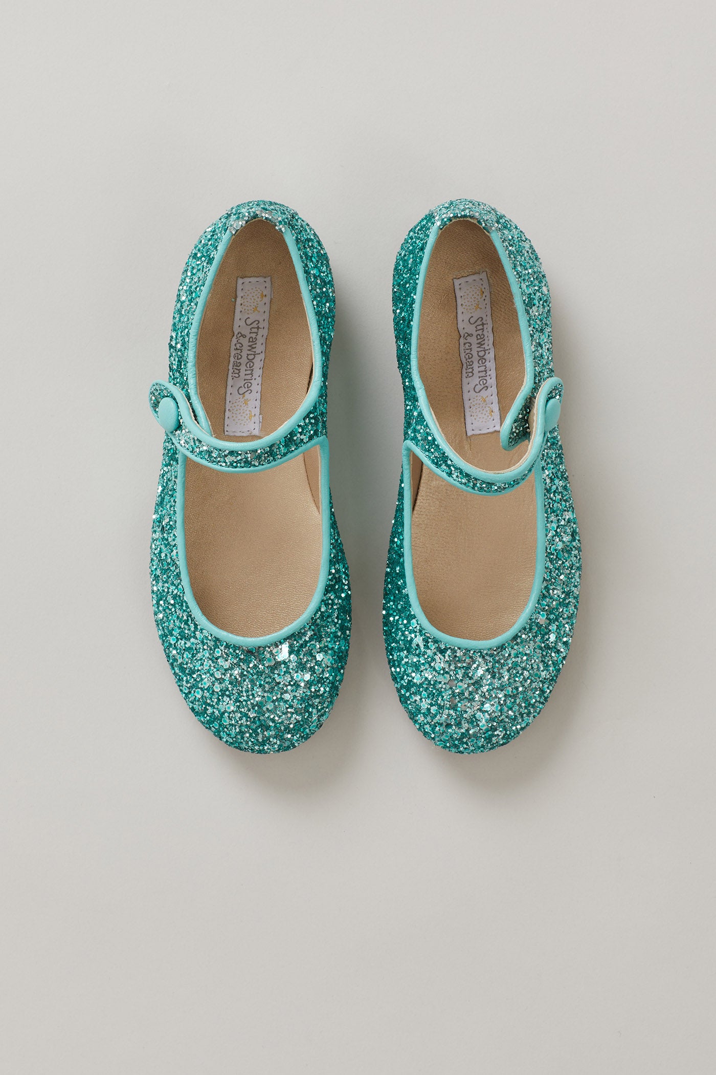 Glitter Mary Jane Aqua Blue