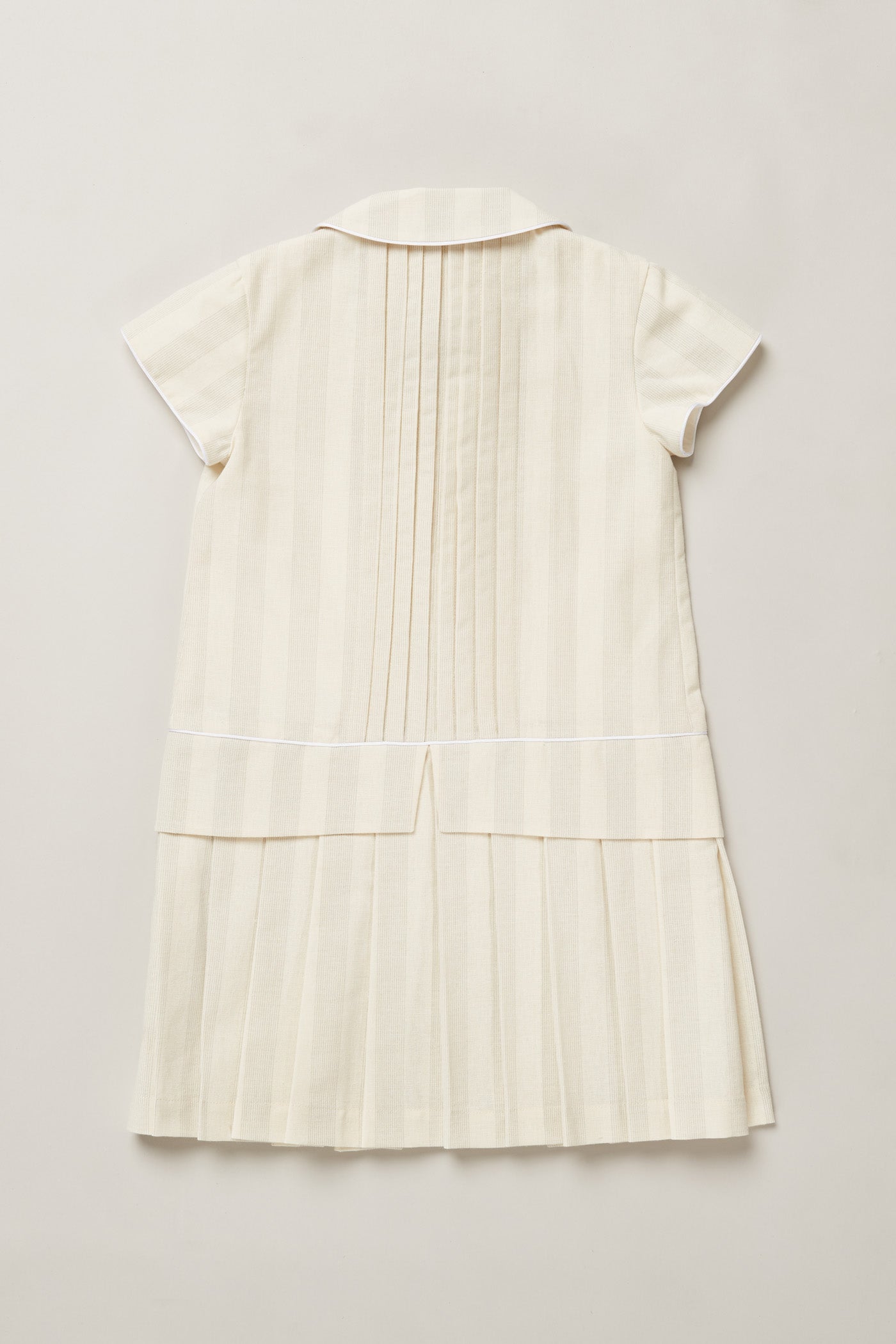 Pretzel Dress in Pale Cream and Grey Stripe